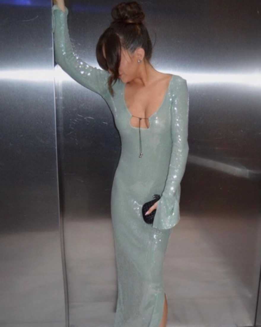 16Arlington Dupe Sequin Blue Midi Dress