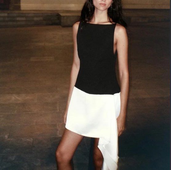 Black and White Asymmetrical Mini Dress