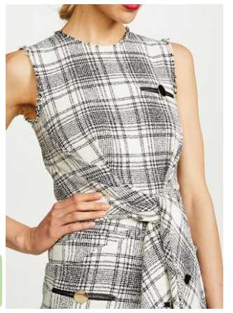 Plaid Tweed Tie-Waist Mini Dress
