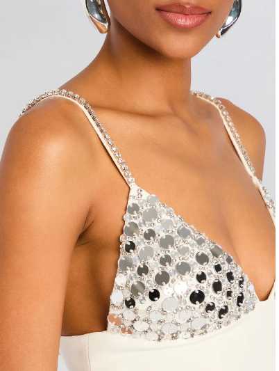 Cream Sequin Mini Dress