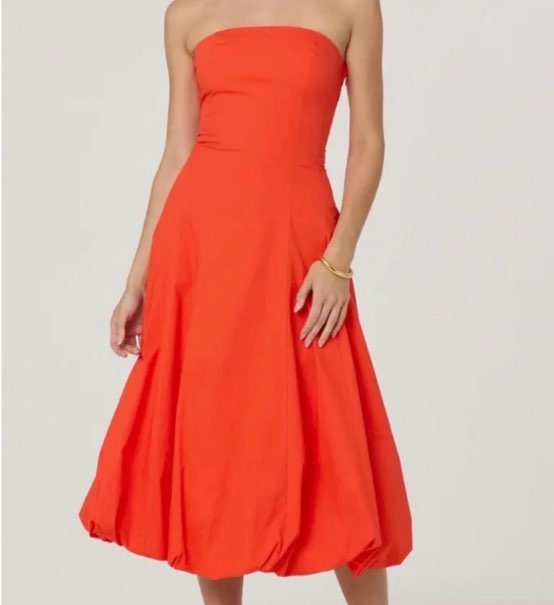 ASTR the label orange midi bubble dress