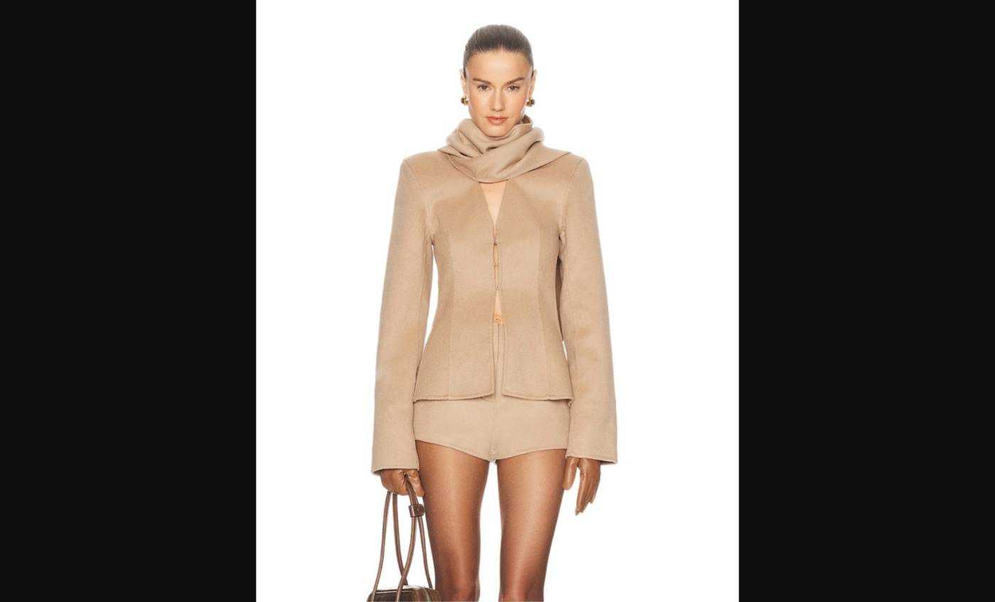 Sleek Beige Suede Blazer Romper