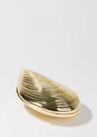 Gold Shell Clutch Bag