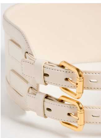 Cream Double Buckle Corset Belt