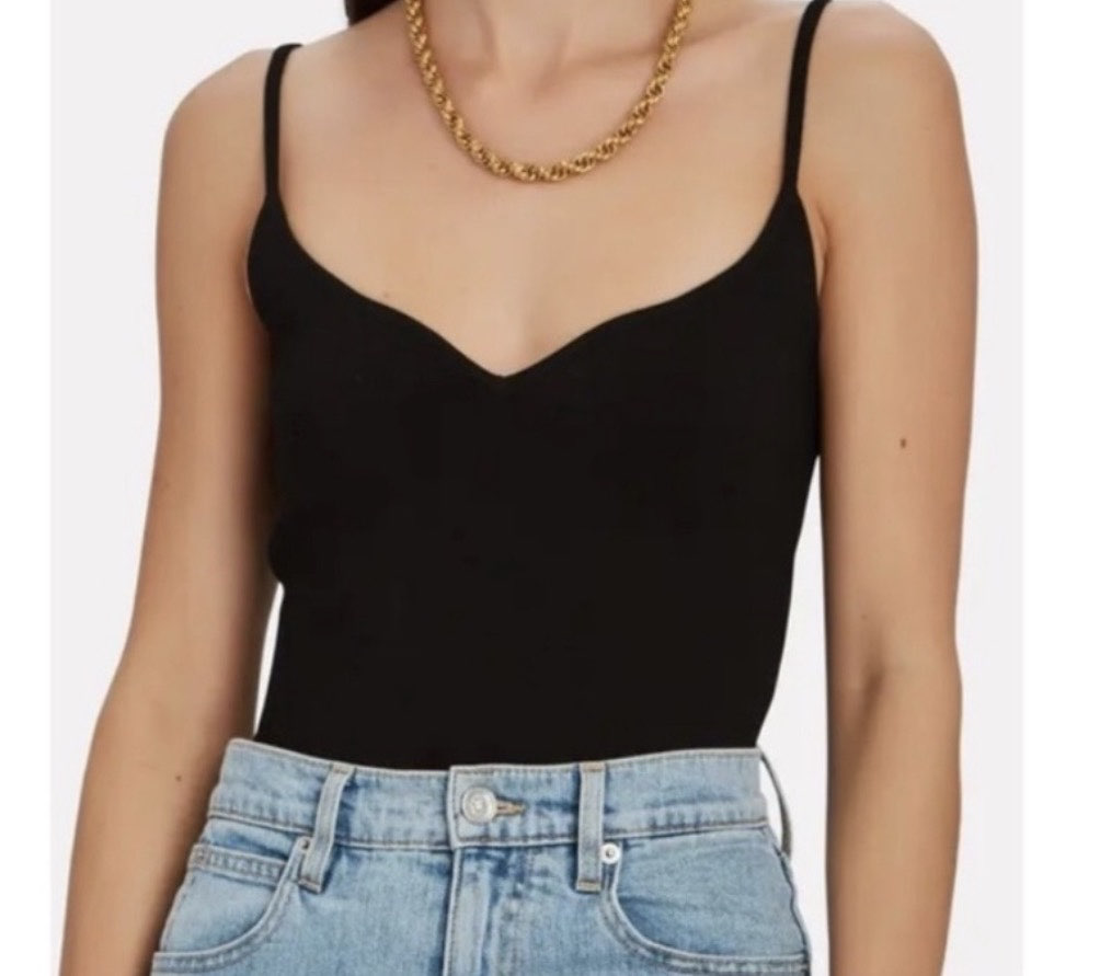 A.L.C. Black Sweetheart Neckline Cami Top