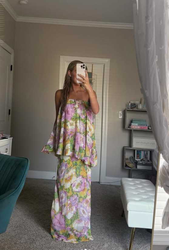 ZARA Floral Ruffled Maxi Dress