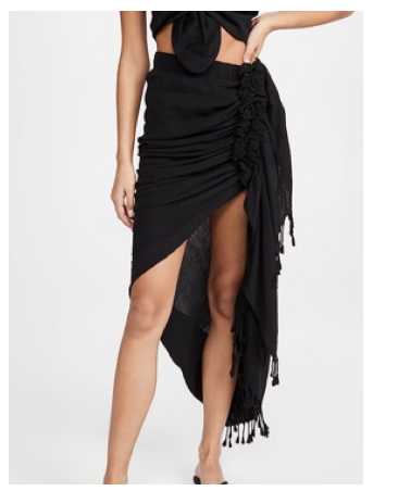 Black Ruched Asymmetrical Sarong Skirt