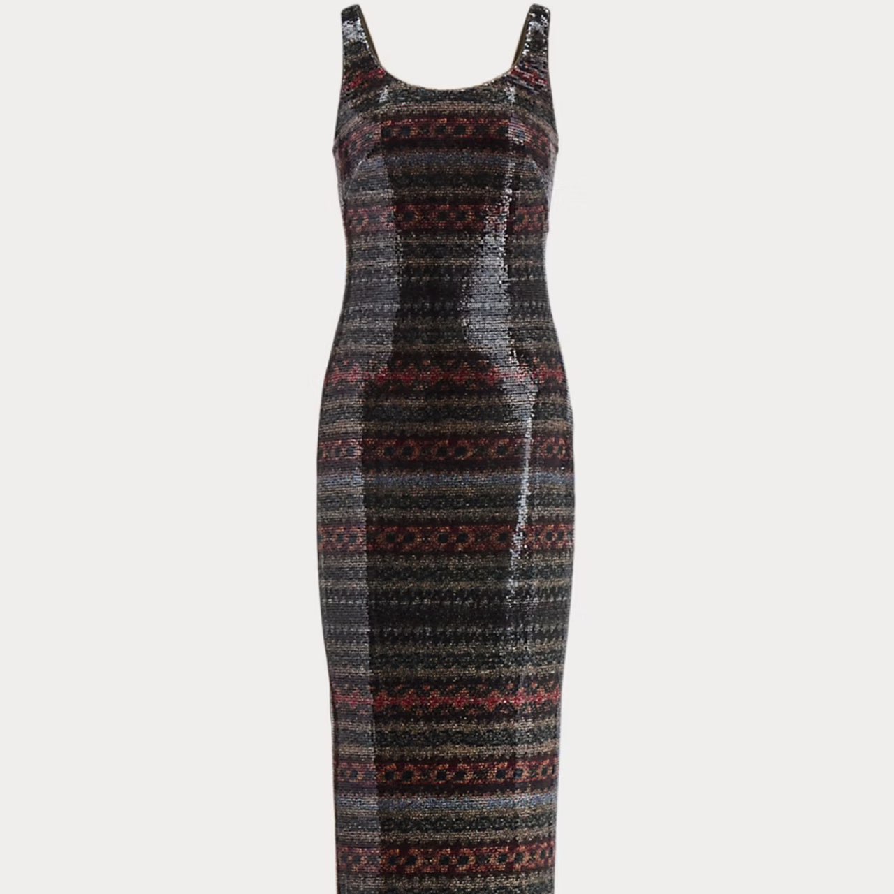 Ralph Lauren Lauren Fair Isle Sequined Sleeveless Gown