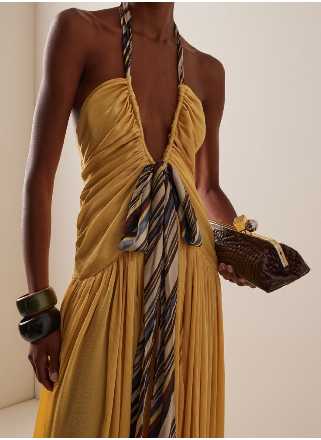 Golden Halter Neck Maxi Dress