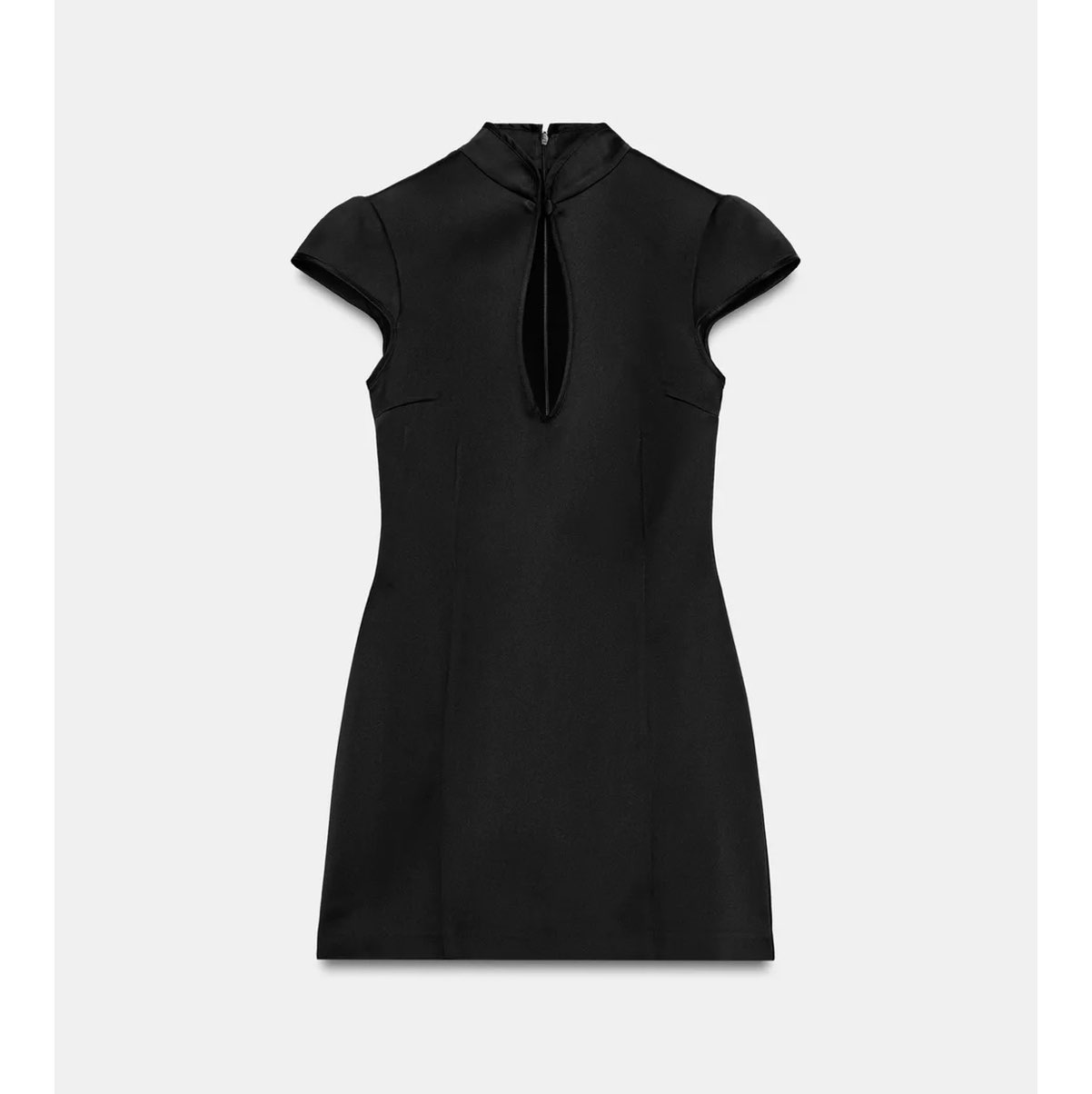 Zara Black High-Neck Keyhole Mini Dress