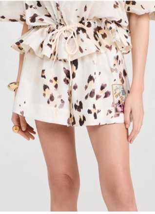 Abstract Spotted Print Drawstring Shorts