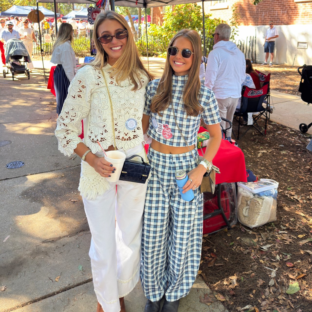 Farm Rio Cream Embroidered Bell Sleeve Top and Twill Fringe Pocket Pants