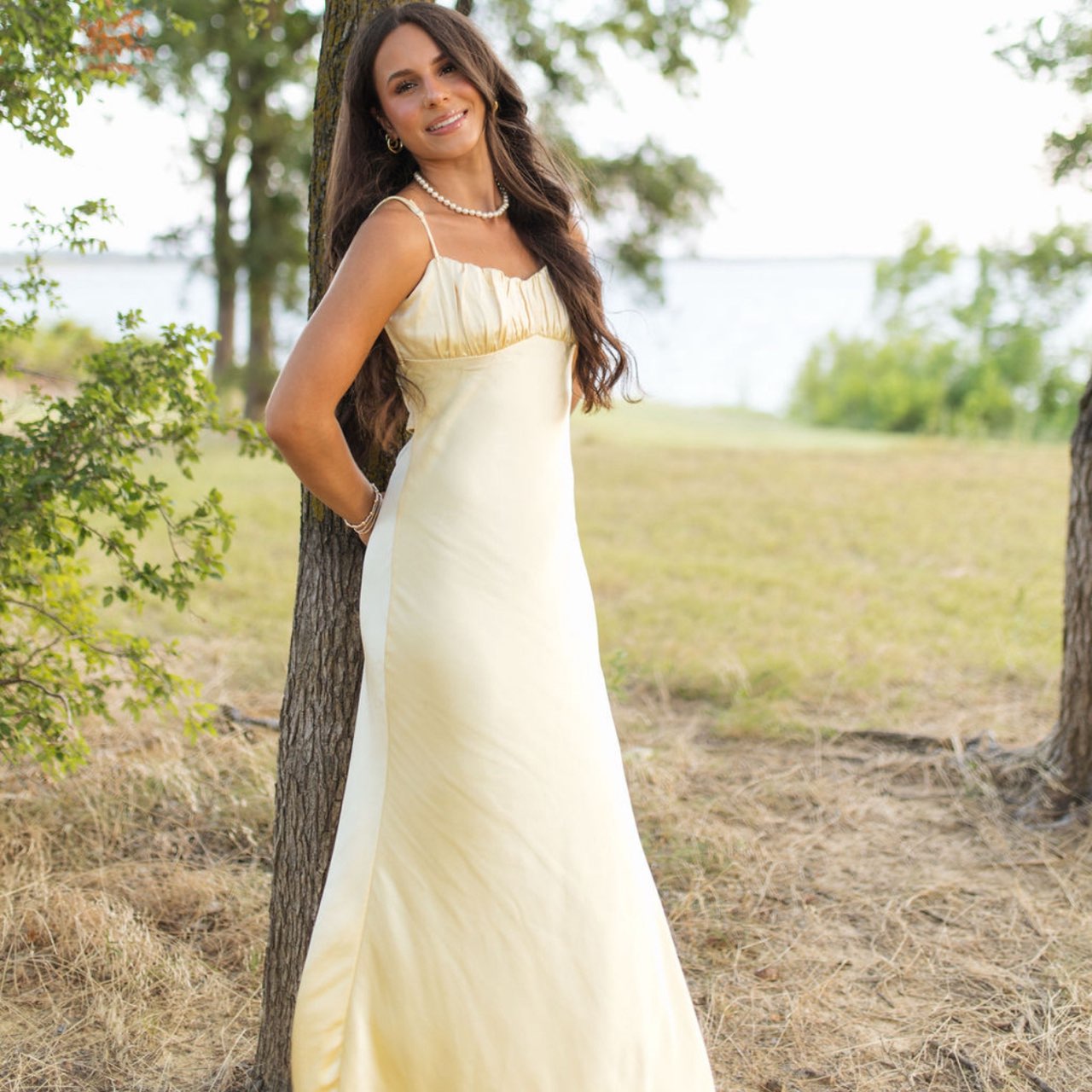 N/A Yellow Silk Maxi Dress