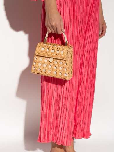 Woven Rattan Mini Top-Handle Bag