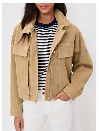 Tan Cropped Utility Jacket