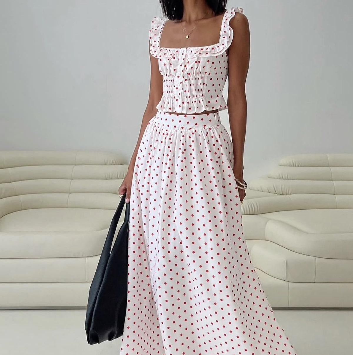 Princess Polly Polka Dot red skirt set
