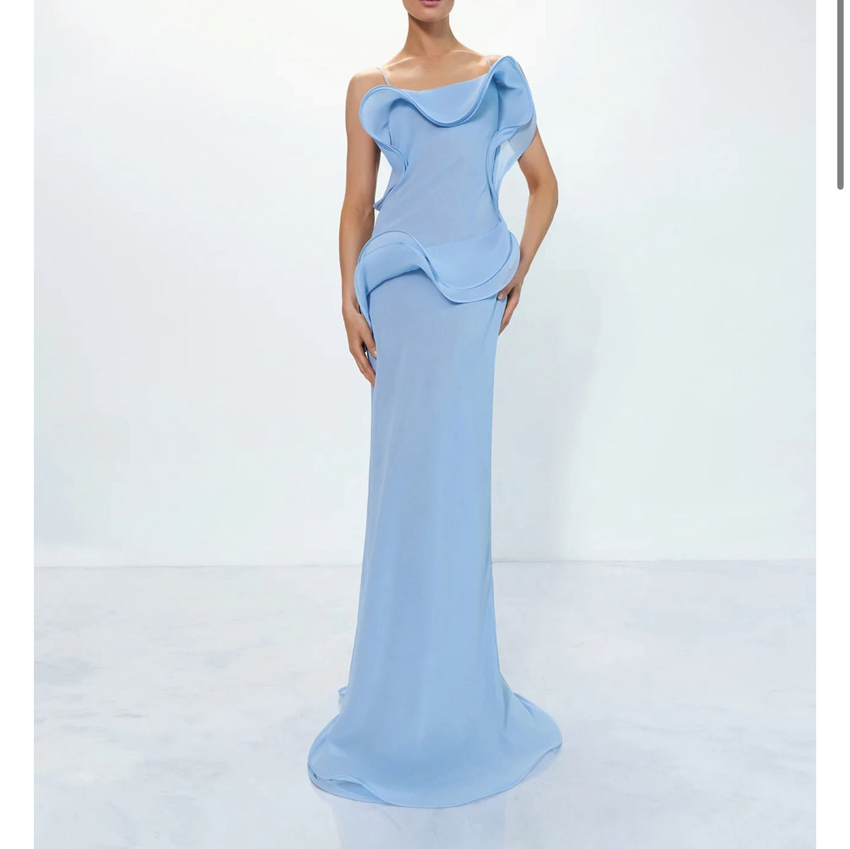 Selezza London Ruffled Asymmetrical Maxi