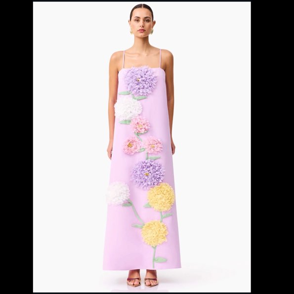 Elliatt Lavender 3D Floral Applique Maxi Dress