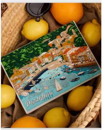 Portofino Scenic Print Clutch Bag