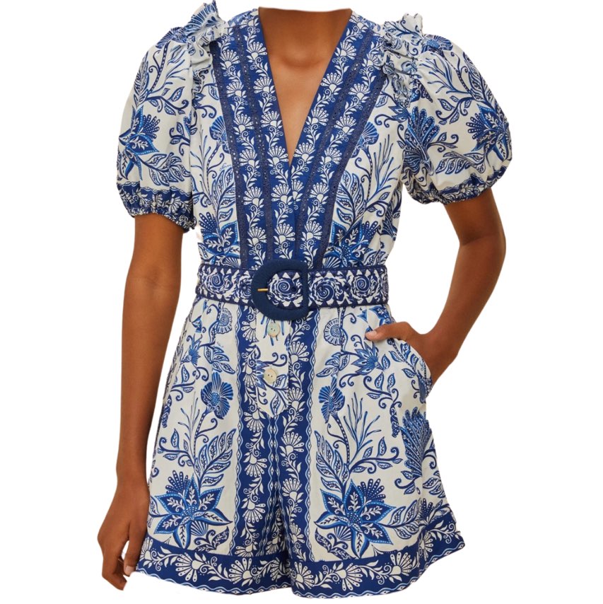 Farm Rio Off-White Shell Garden Organic Cotton Romper