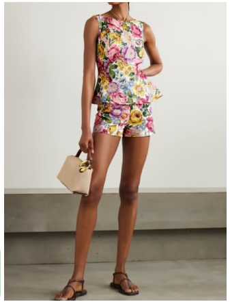 Floral Peplum Top and Shorts Set