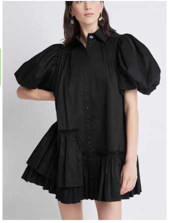 Black Puff Sleeve Tiered Mini Dress