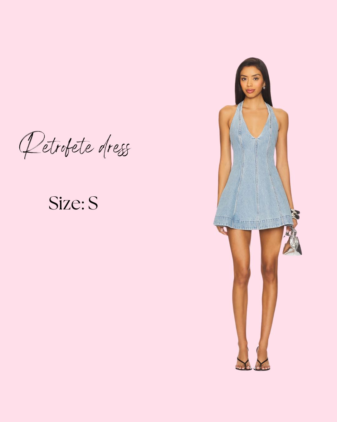 Retrofete Denim Halter Mini Dress