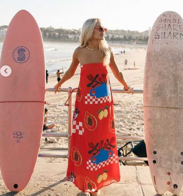 Vibrant Fruit Print Strapless Maxi Dress