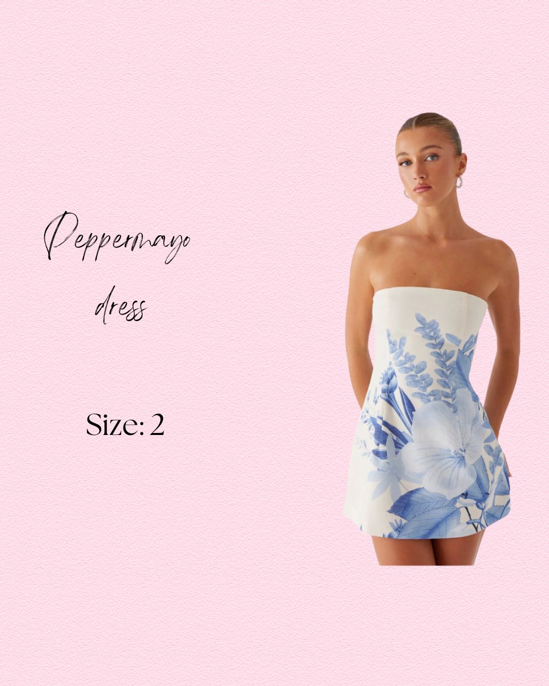 Blue Floral Strapless Mini Dress
