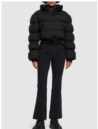 Black Cropped Puffer Ski Jacket and Pants Set