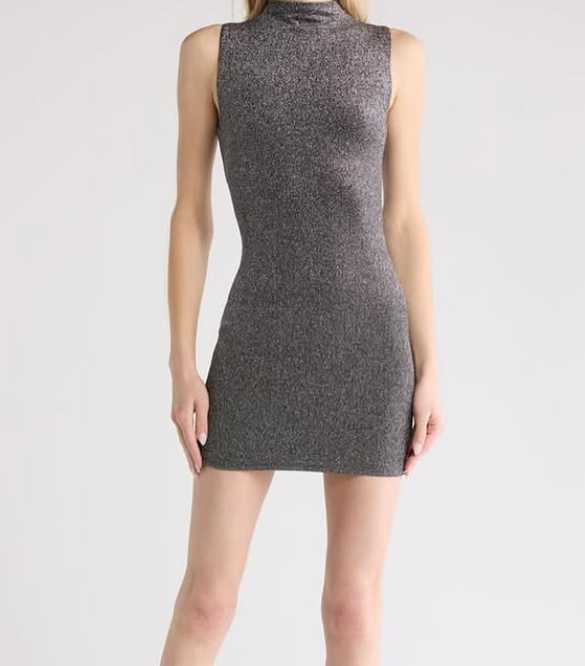 Sparkly Mock Neck Mini Dress