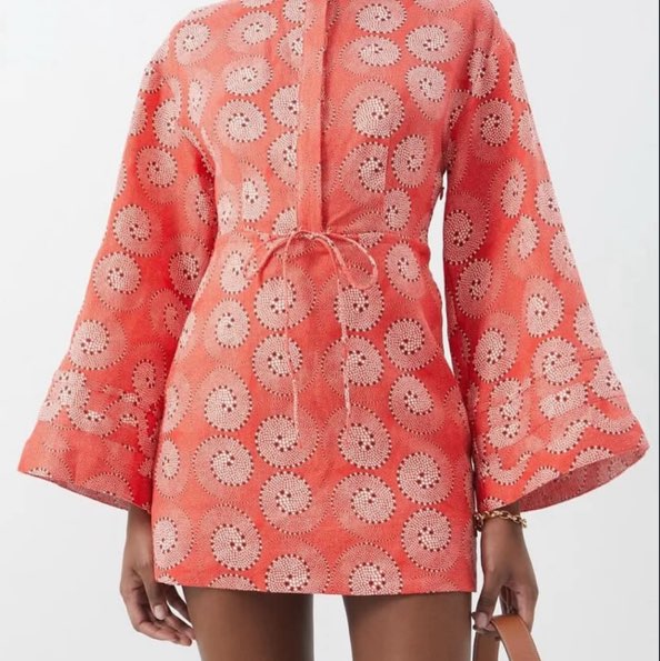 Staud Long sleeve patterned mini dress