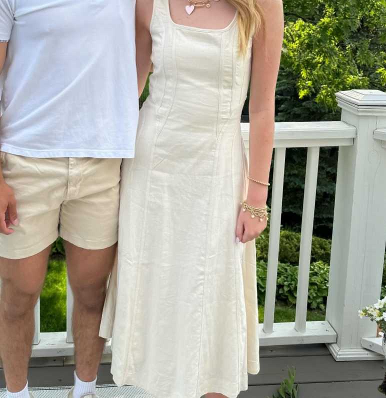 Cream Square Neck Midi Dress