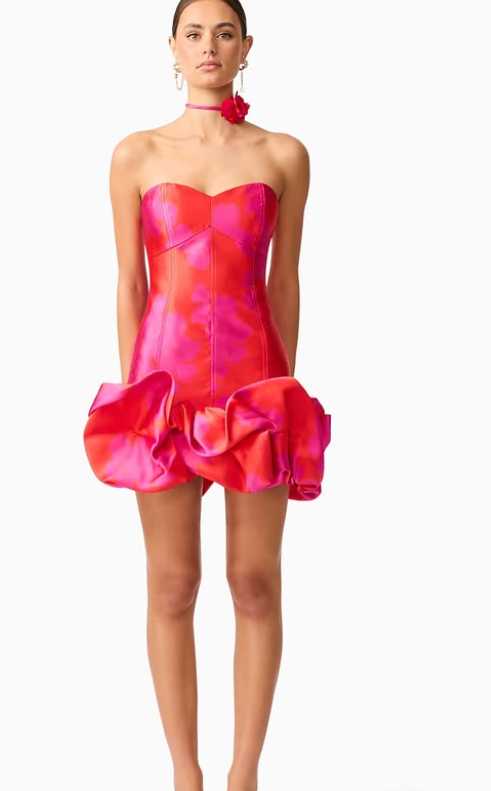 Selkie The Puff Dress in Fuchsia Bloom