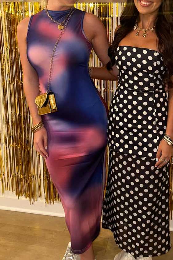 Ombre Ribbed Bodycon Maxi Dress