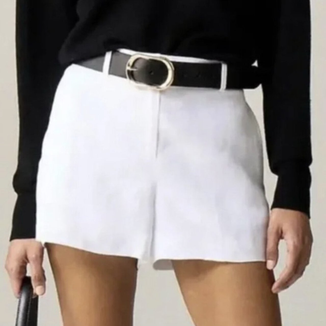 White Linen Tailored Shorts