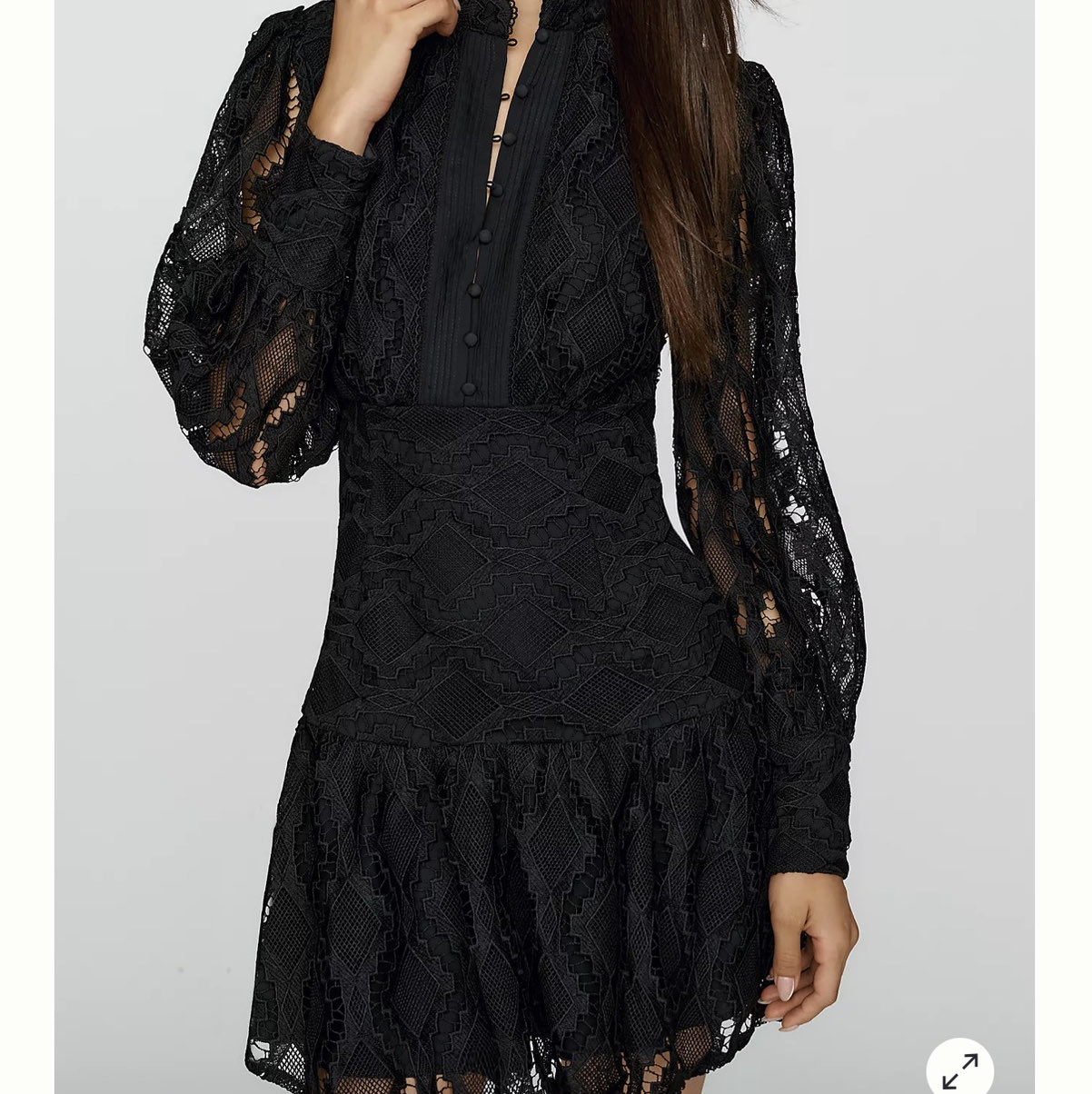 Bardot Black Lace Long-Sleeve Mini Dress