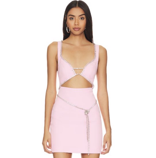 Majorelle Pink Rhinestone Cutout Mini Dress