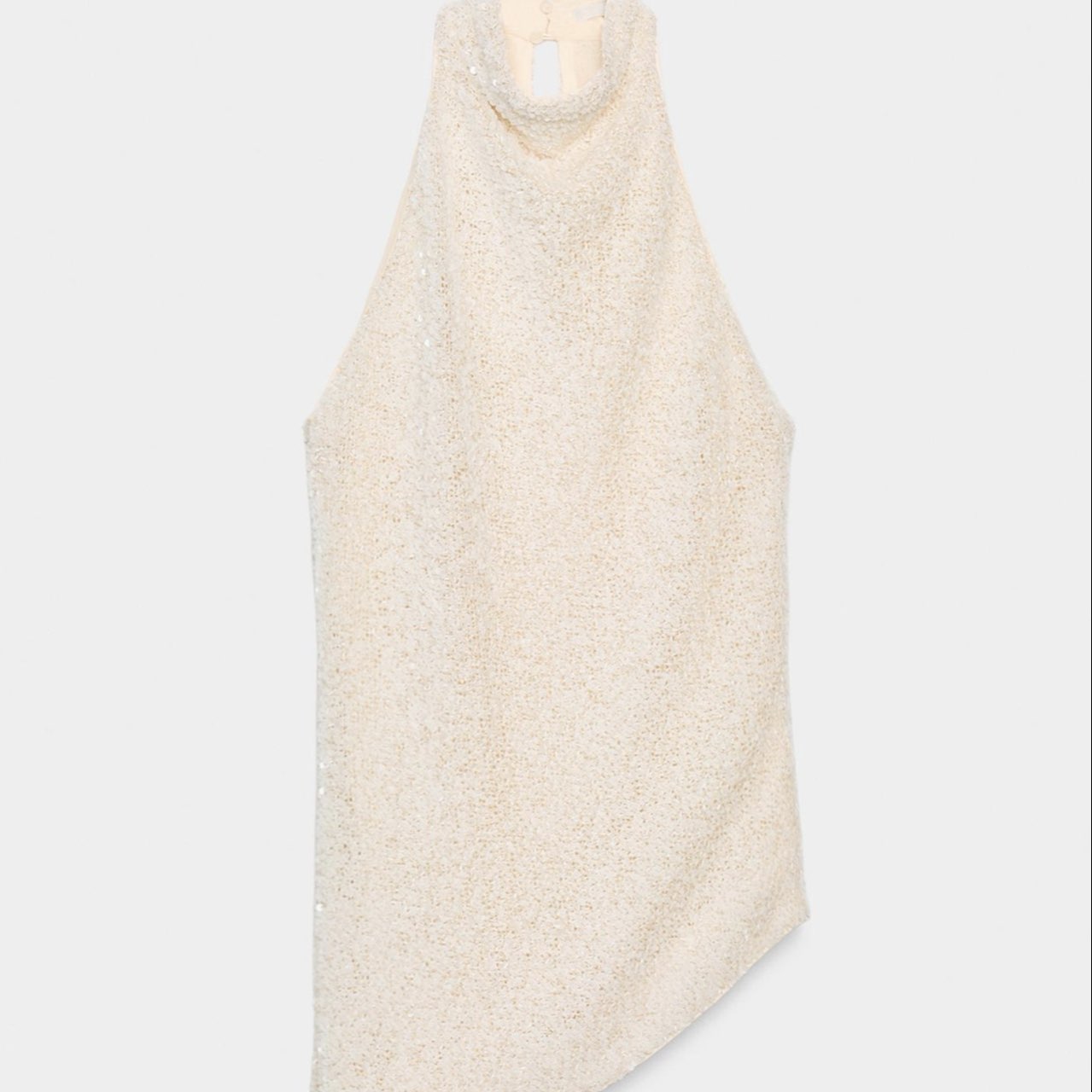Zara Cream Textured Halter Neck Top