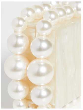 Faux Pearl Handle Box Clutch