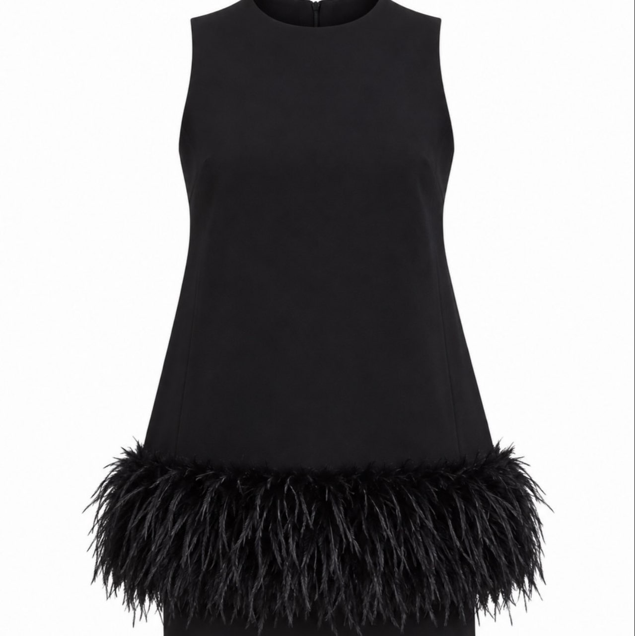N/A Black Feather Trim Mini Dress