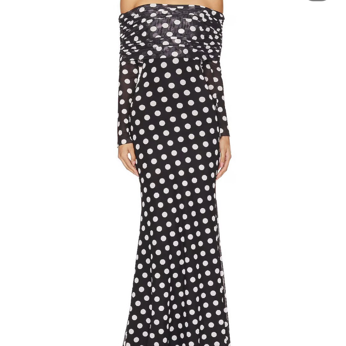 Revolve Polka Dot Off-Shoulder Maxi Dress