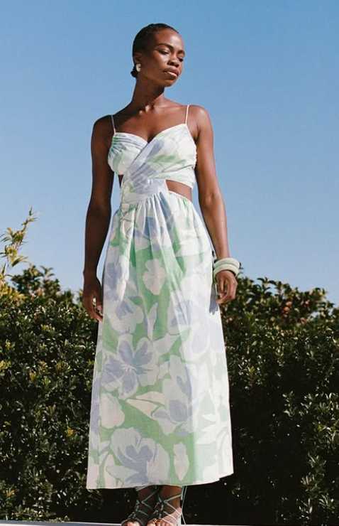 Floral Cutout Midi Dress