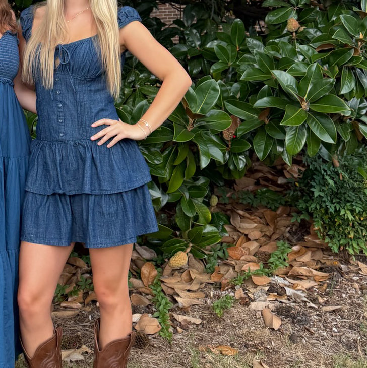 Wild fable Dark Wash Denim Ruffle Mini Dress