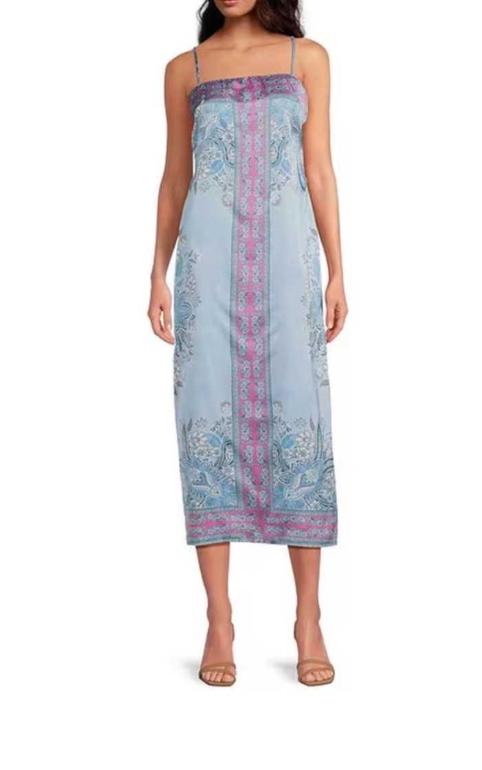 Gianni Bini Satin Printed Slip Midi Dress