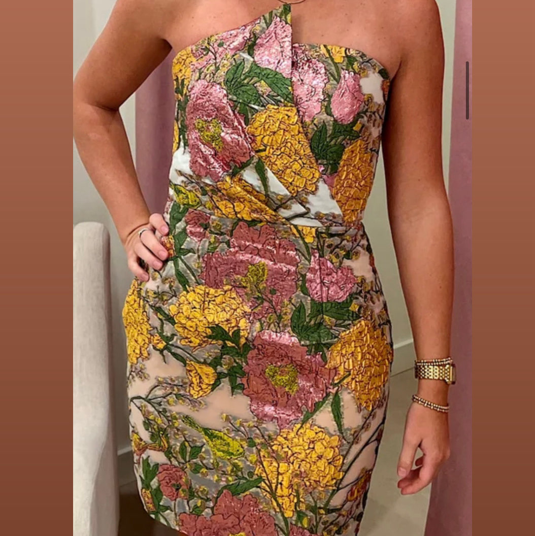 Metallic Floral Mini Dress
