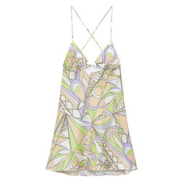 Zara Satin Abstract Print Mini Dress