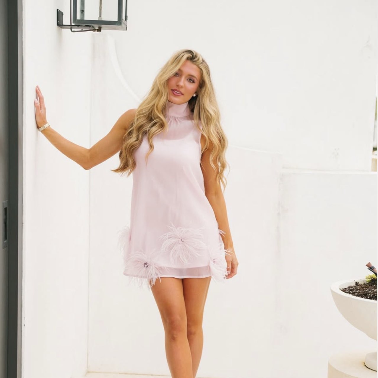 Cocolillys Emmy Dress- Pink Feather Mini D