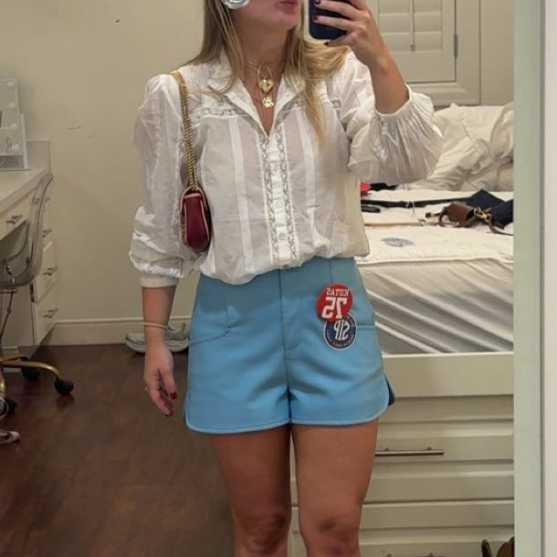 Alexis Blue Faux Leather Shorts