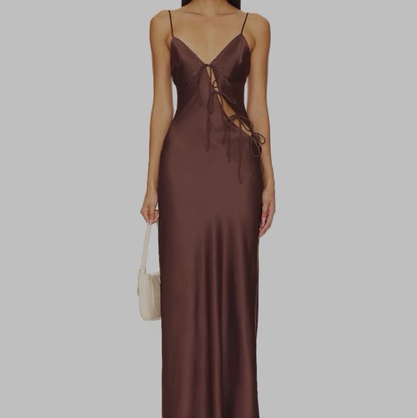 Lioness Brown Satin Maxi Dress